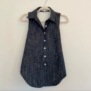 Denim back cutout detail womens shirt